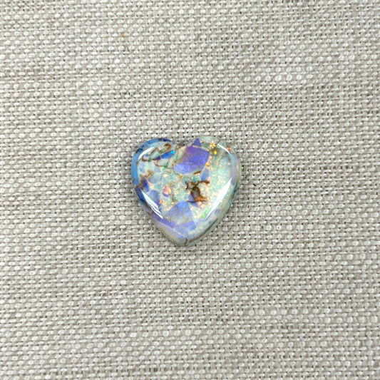 Sterling Opal 16mm Heart Cabochon