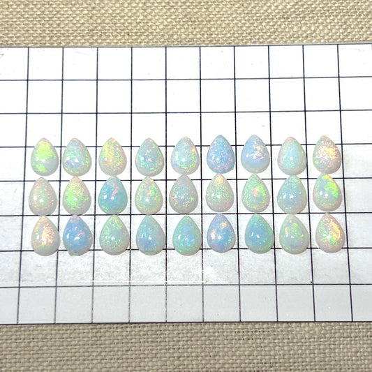 Sterling Opal 5x7mm Pear Cabochon Set -- 27 pc