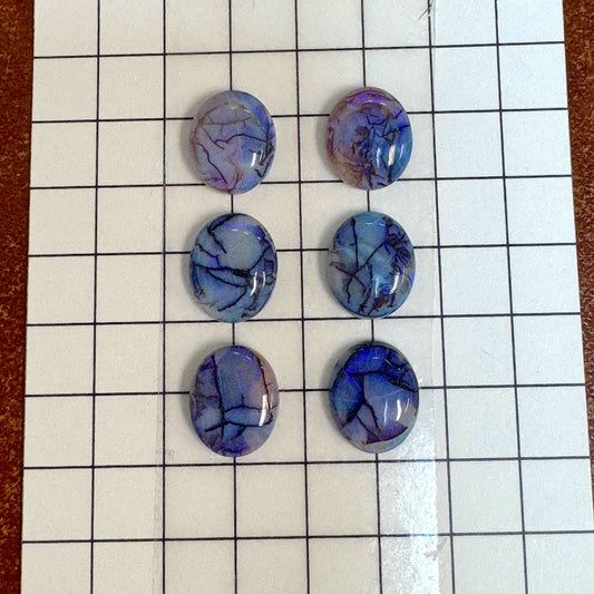 Sterling Opal 8x10mm Oval Cabochon Set -- 6 pc