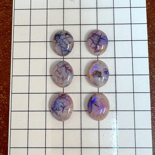 Sterling Opal 8x10mm Oval Cabochon Set -- 6 pc