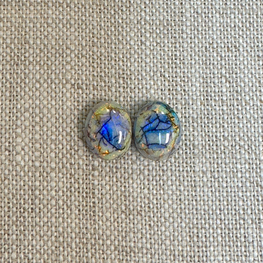 Sterling Opal 8x10mm Oval Cabochon Pair