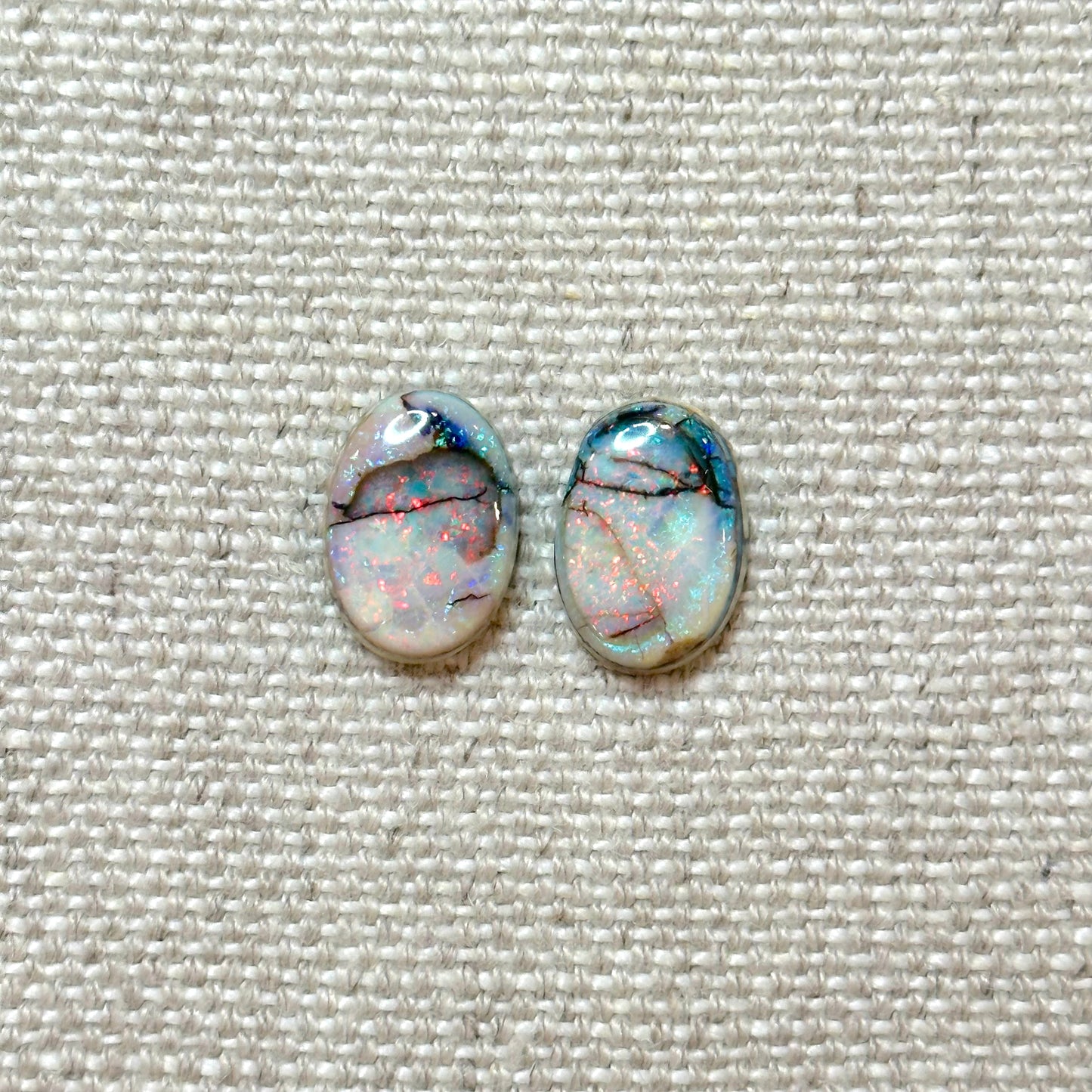 Sterling Opal 10x14mm Pear Cabochon Set