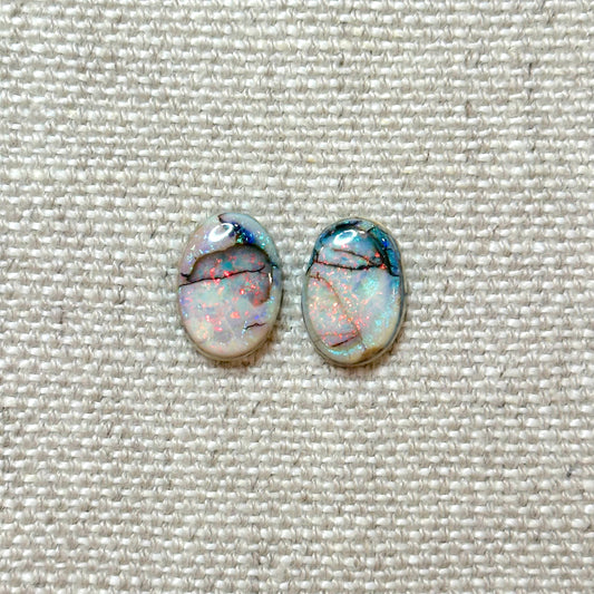 Sterling Opal 10x14mm Pear Cabochon Set