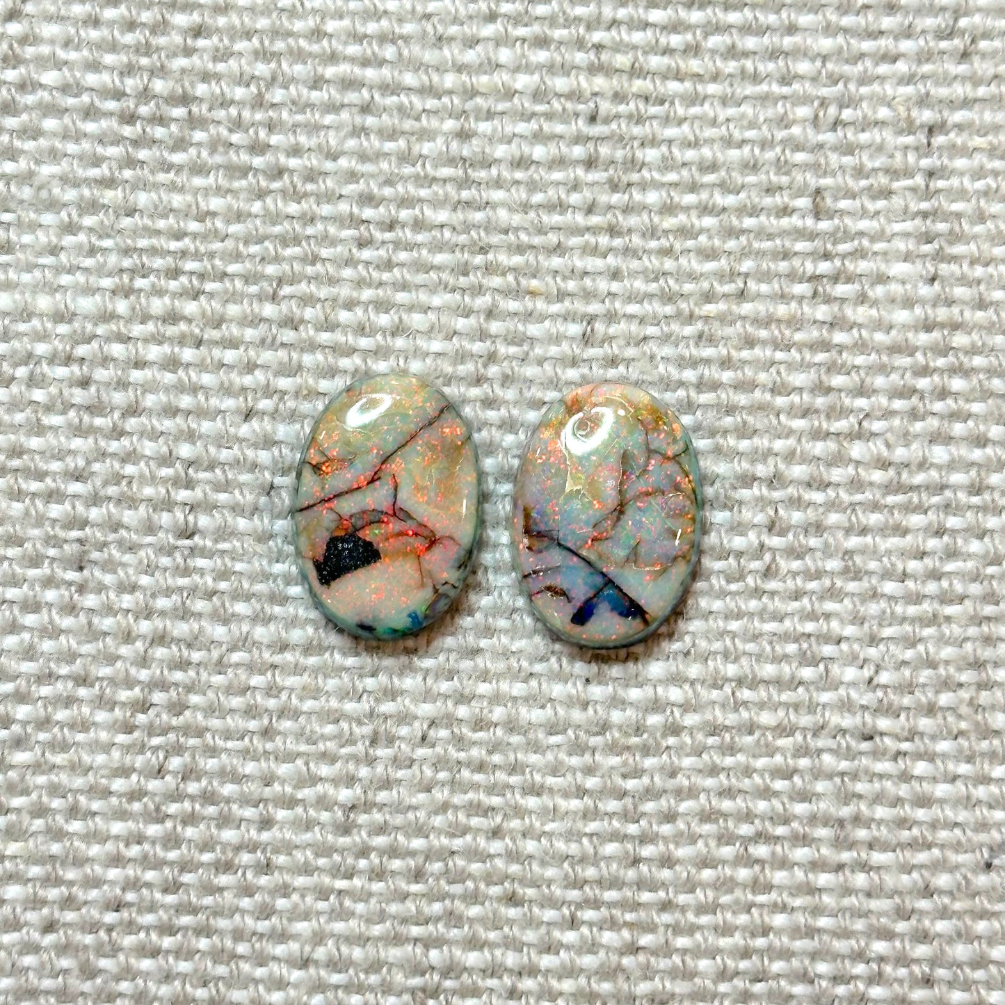 Sterling Opal 10x14mm Pear Cabochon Set