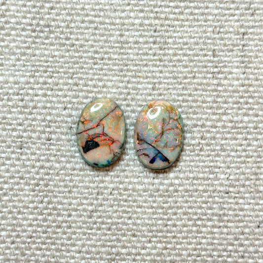 Sterling Opal 10x14mm Pear Cabochon Set