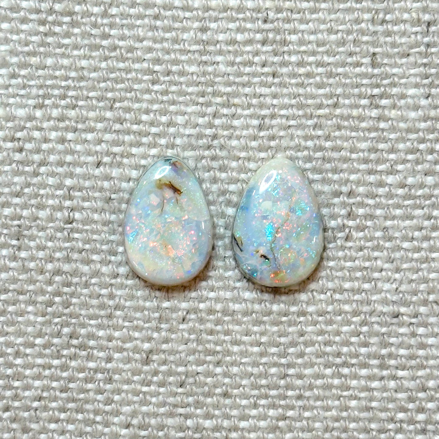 Sterling Opal 10x14mm Pear Cabochon Set