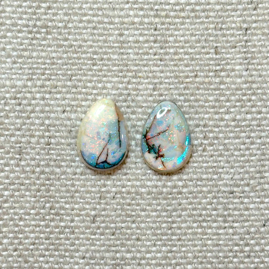 Sterling Opal 10x14mm Pear Cabochon Set