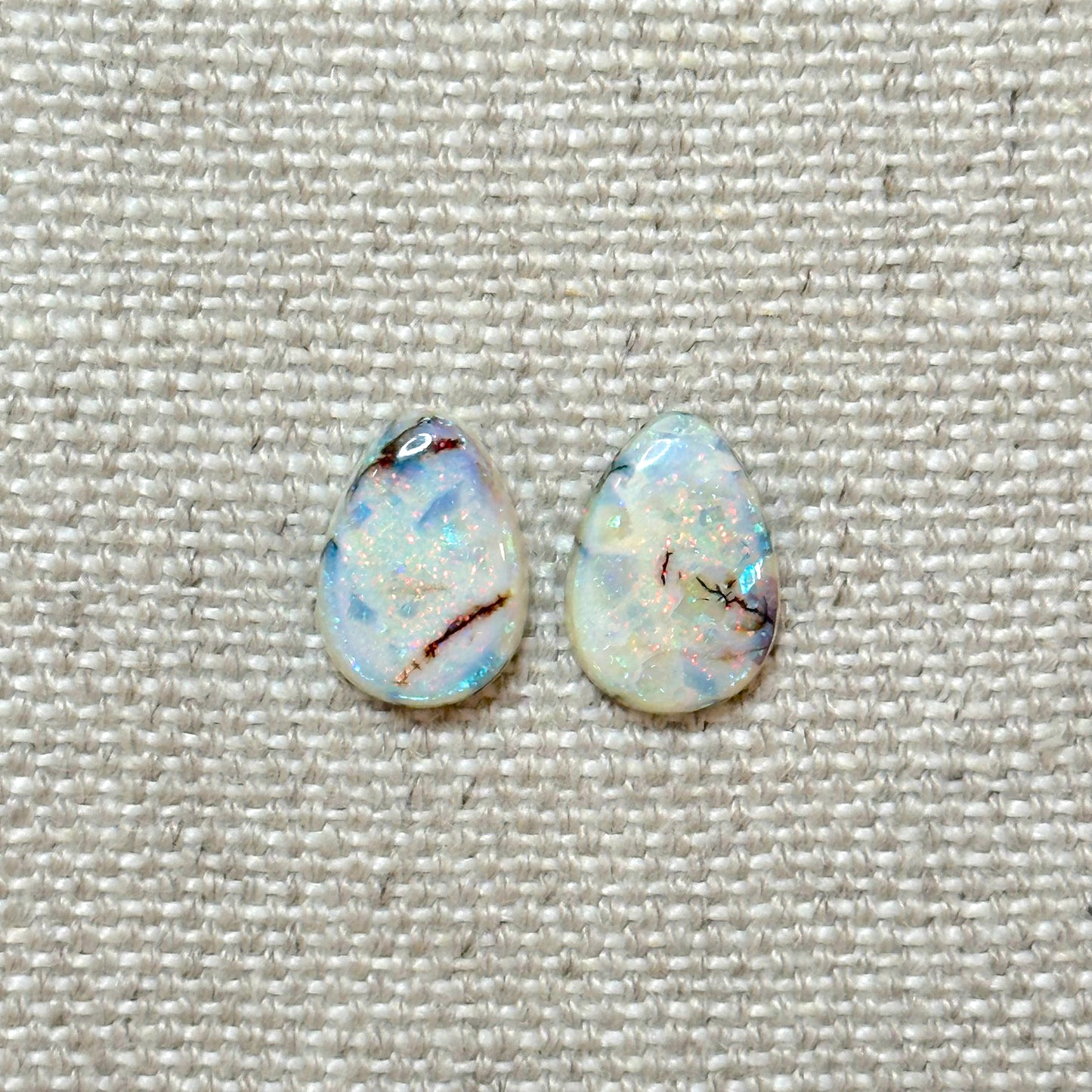 Sterling Opal 10x14mm Pear Cabochon Set