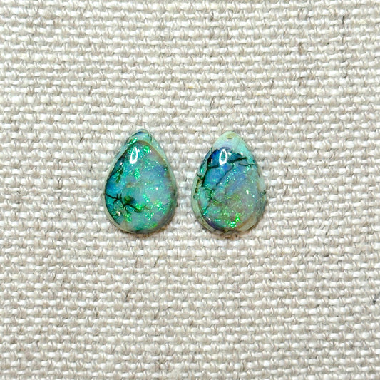 Sterling Opal 10x14mm Pear Cabochon Set