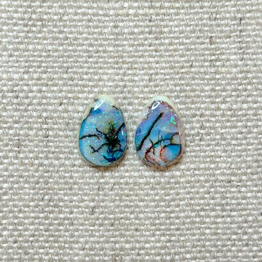 Sterling Opal 10x14mm Pear Cabochon Set