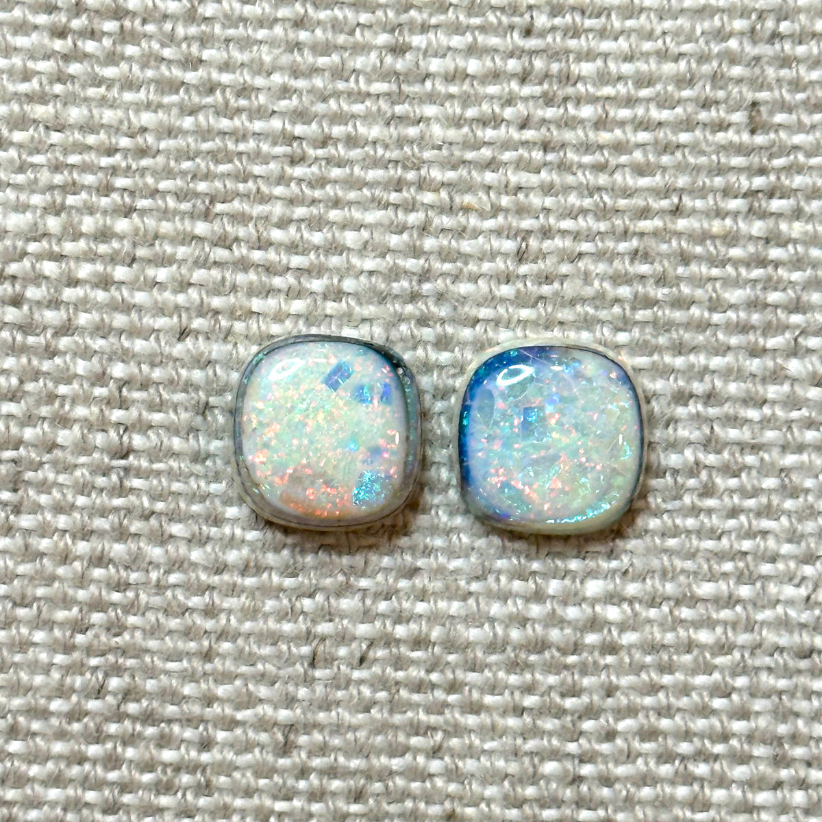 Sterling Opal 10mm Cushion Cut Square Cabochon Set