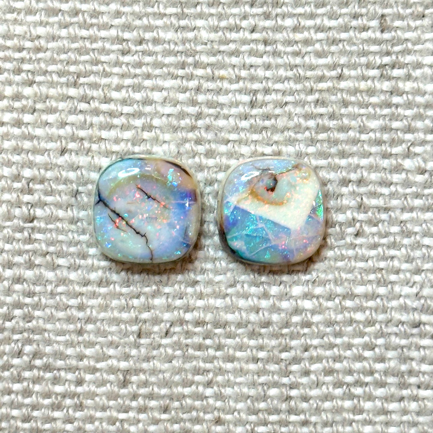 Sterling Opal 10mm Cushion Cut Square Cabochon Set