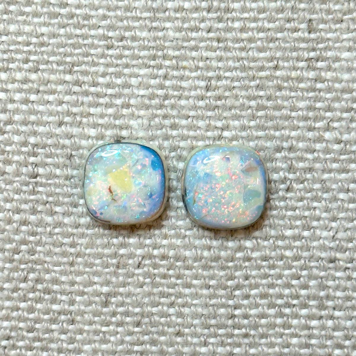 Sterling Opal 10mm Cushion Cut Square Cabochon Set