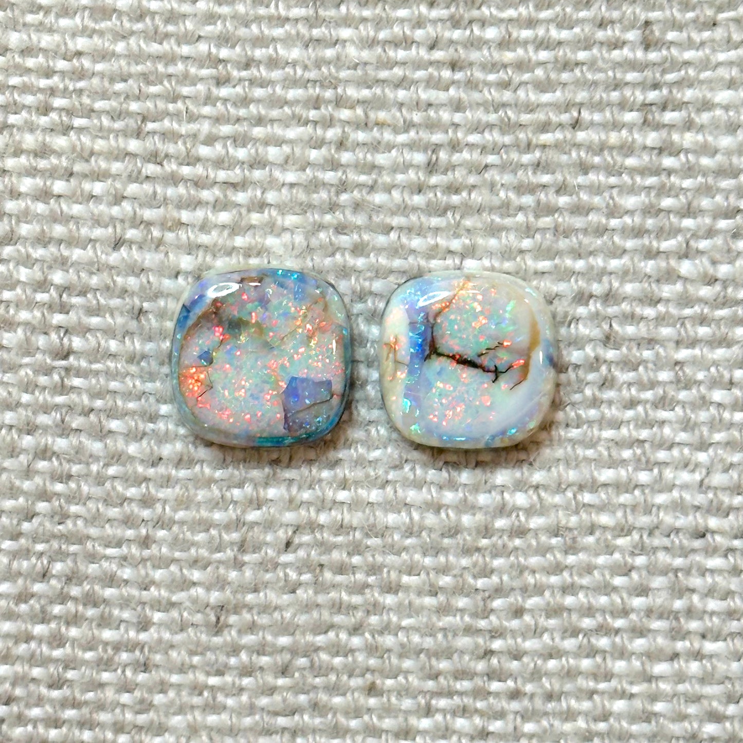 Sterling Opal 10mm Cushion Cut Square Cabochon Set