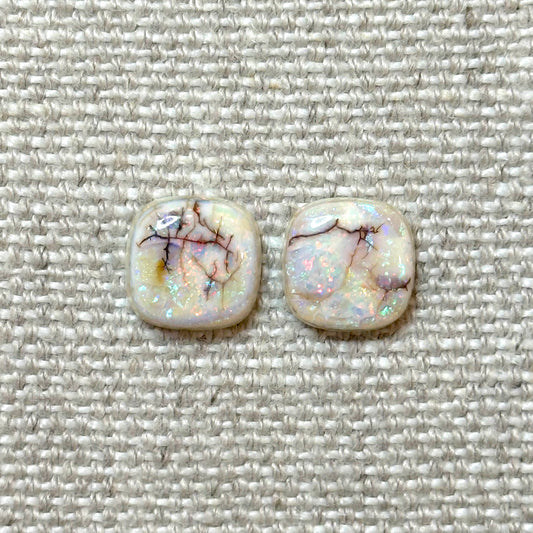 Sterling Opal 10mm Cushion Cut Square Cabochon Set