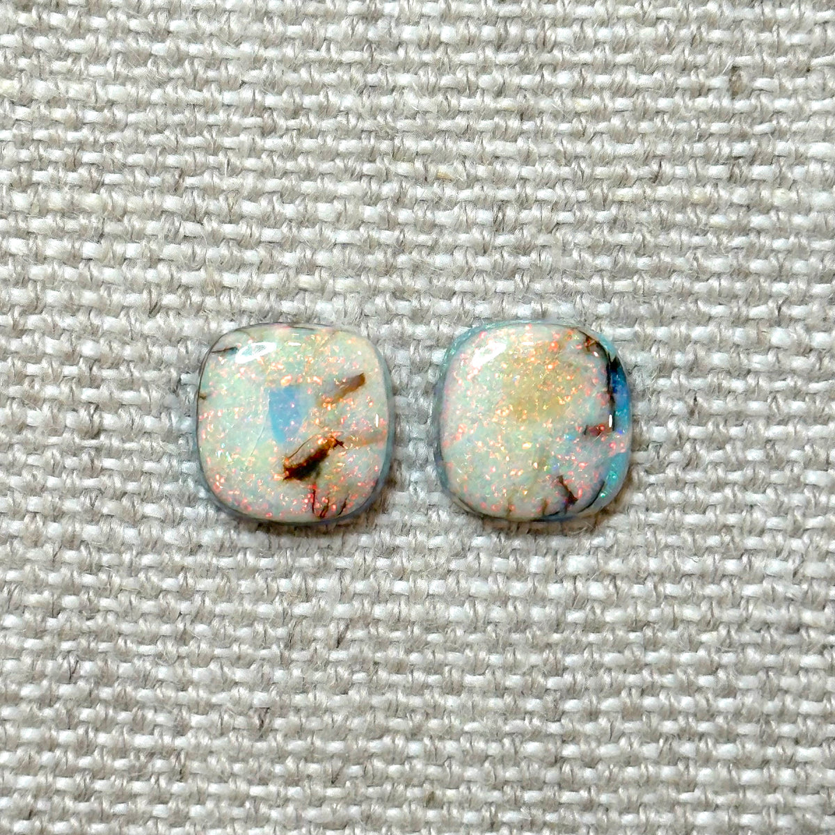 Sterling Opal 10mm Cushion Cut Square Cabochon Set
