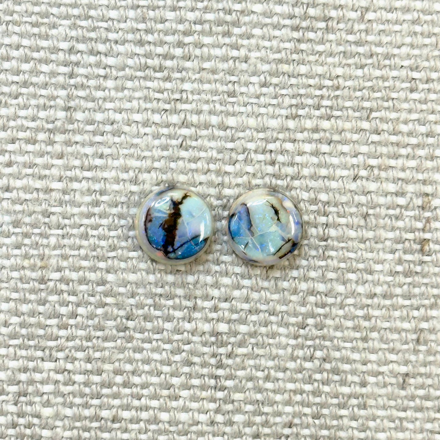 Sterling Opal 8mm Round Cabochon Set