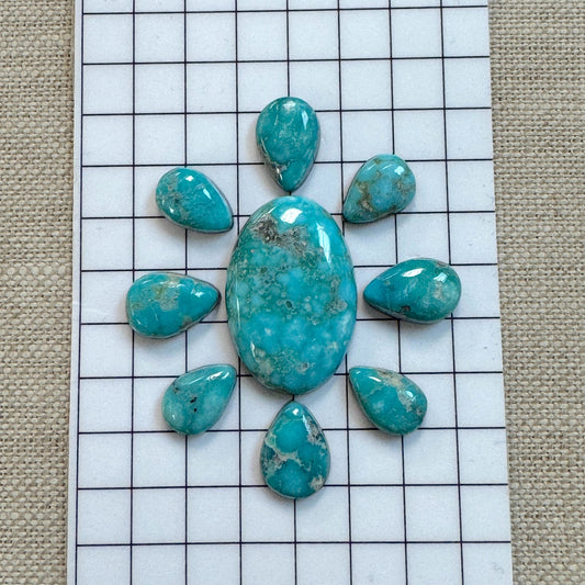 White Water Turquoise Cabochon Set