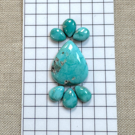 White Water Turquoise Cabochon Set