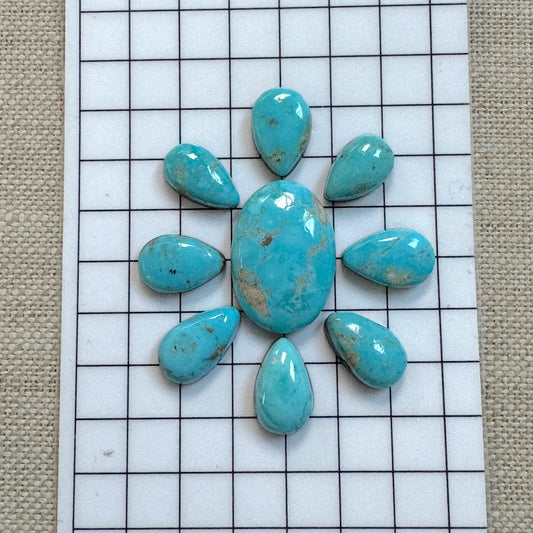 White Water Turquoise Cabochon Set