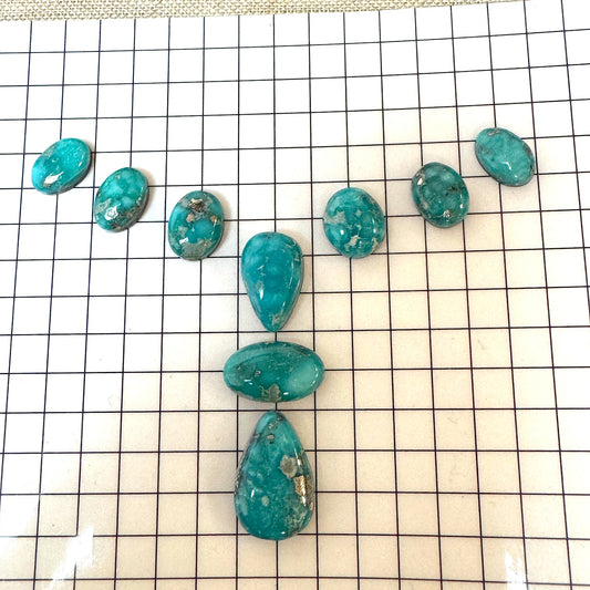 White Water Turquoise Cabochon Set