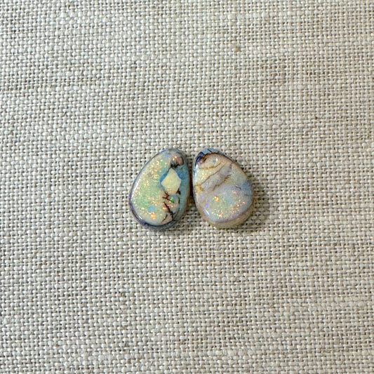 Sterling Opal 10x14mm Pear Cabochon Set