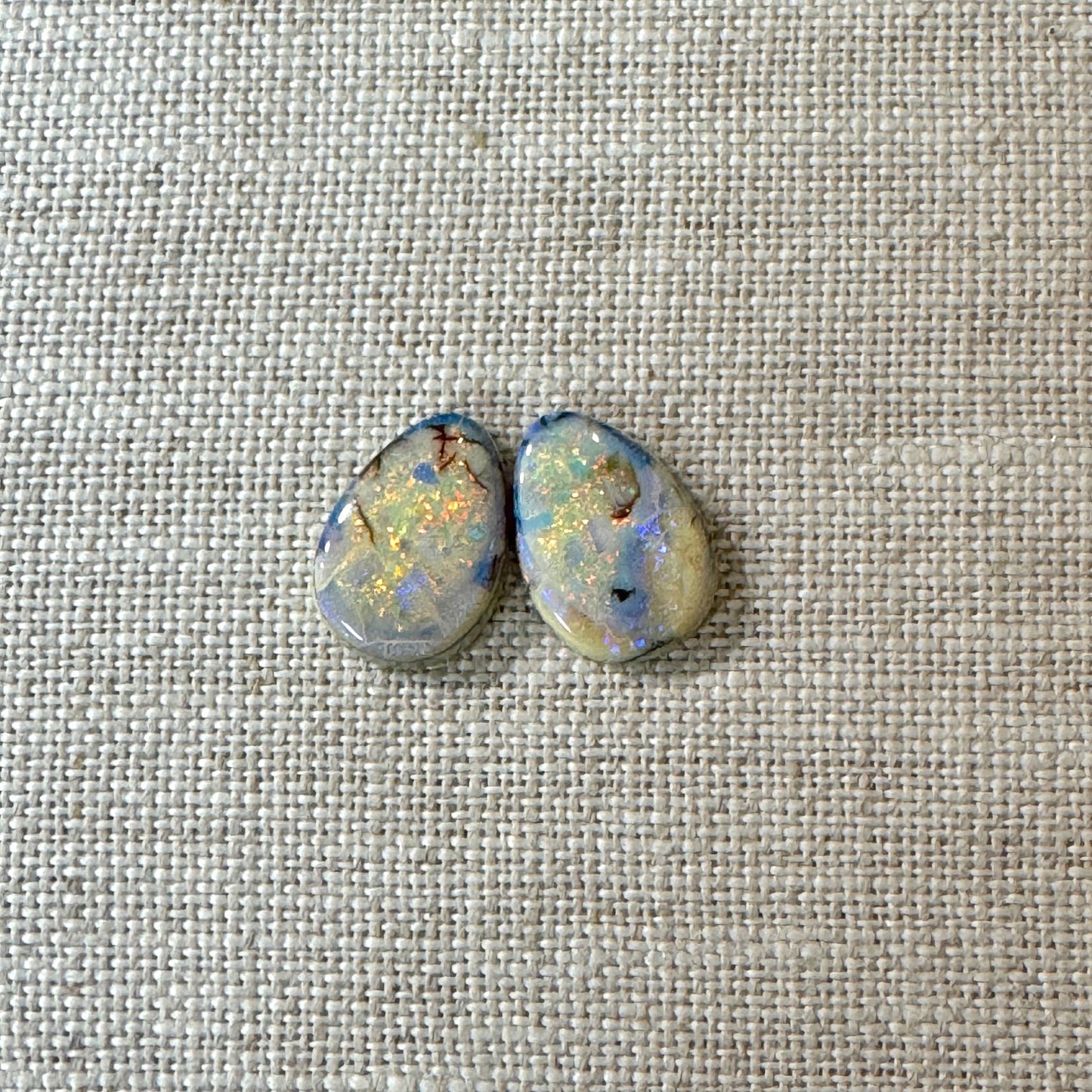 Sterling Opal 10x14mm Pear Cabochon Set