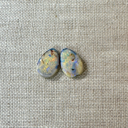 Sterling Opal 10x14mm Pear Cabochon Set