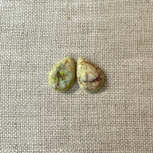 Sterling Opal 10x14mm Pear Cabochon Set