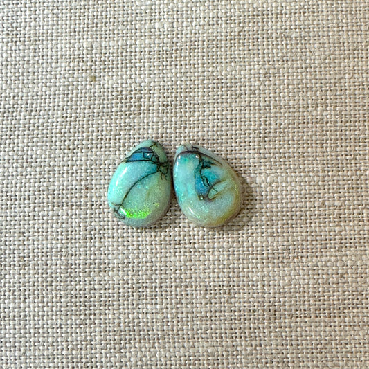 Sterling Opal 10x14mm Pear Cabochon Set
