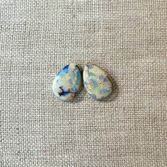 Sterling Opal 10x14mm Pear Cabochon Set
