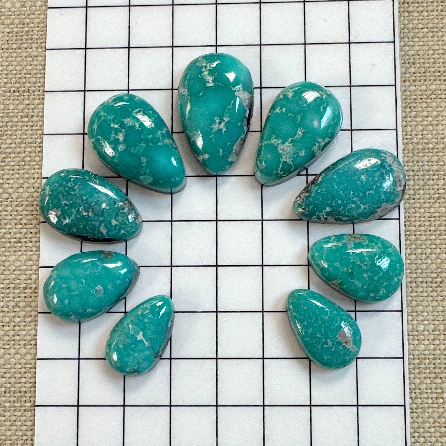 White Water Turquoise Cabochon Set