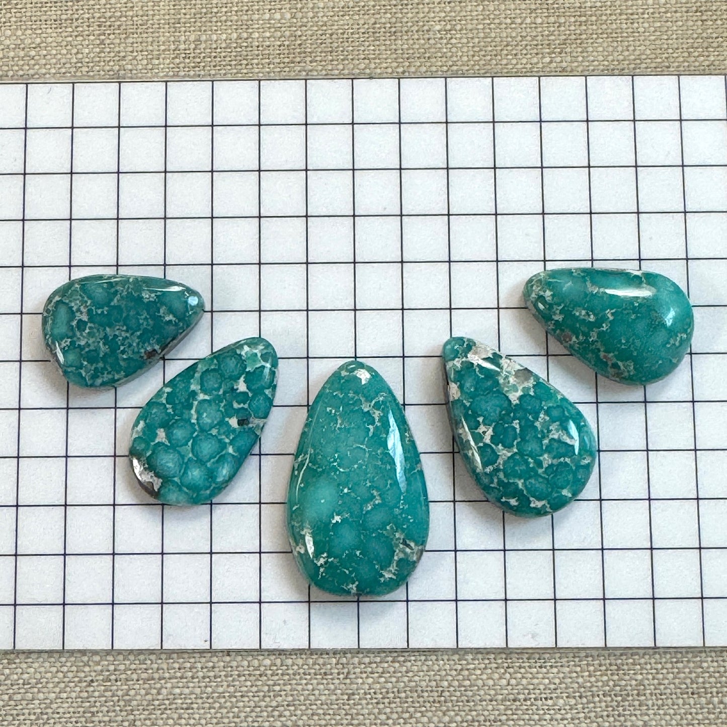 White Water Turquoise Cabochon Set