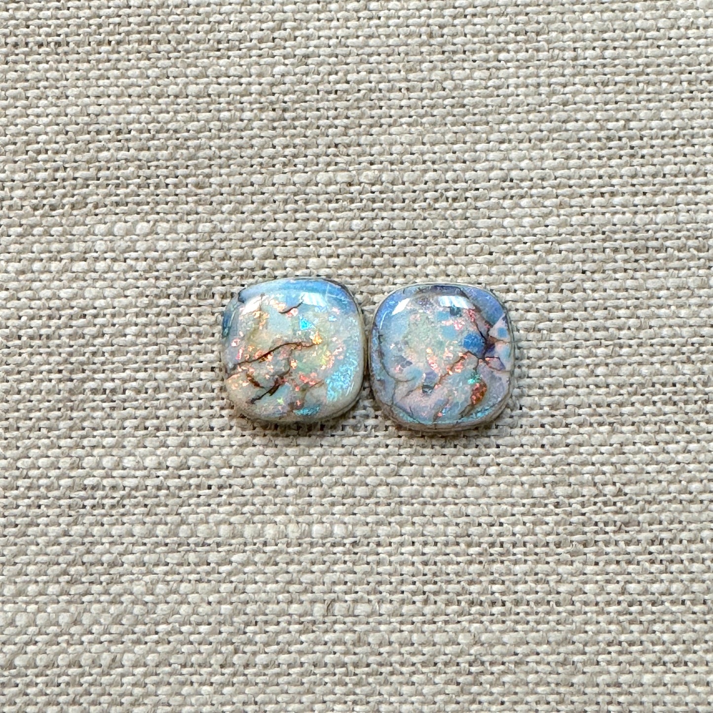 Sterling Opal 10mm Cushion Cut Square Cabochon Set