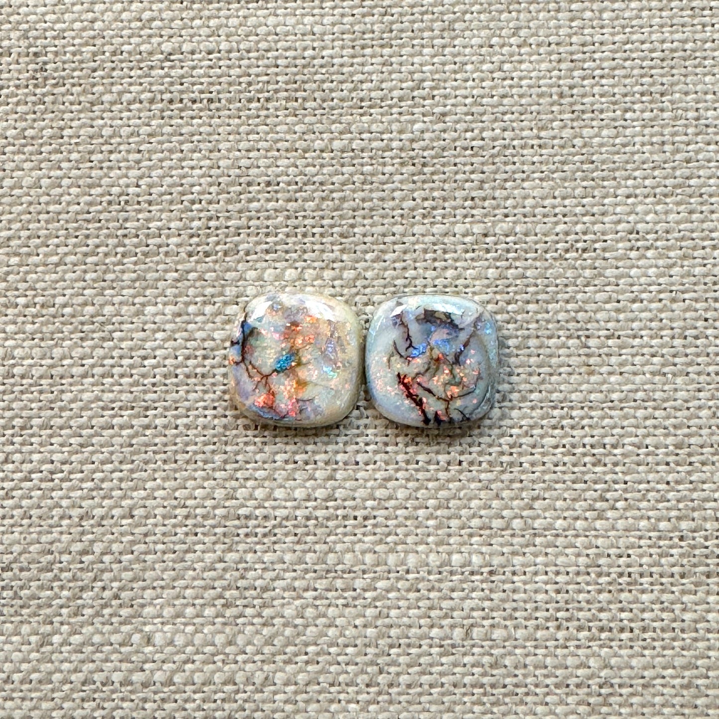 Sterling Opal 10mm Cushion Cut Square Cabochon Set