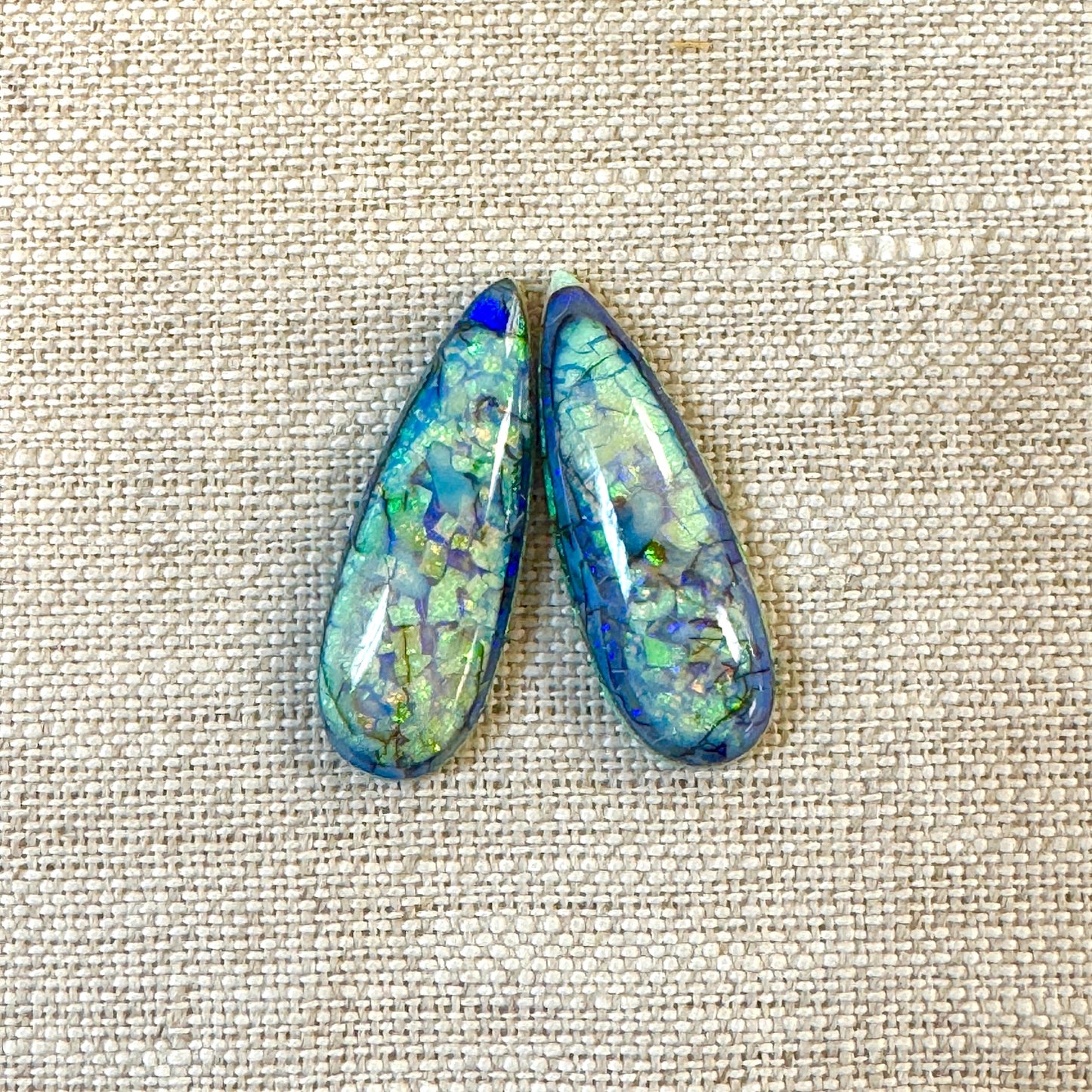Sterling Opal 10x30mm Long Pear Cabochon Set
