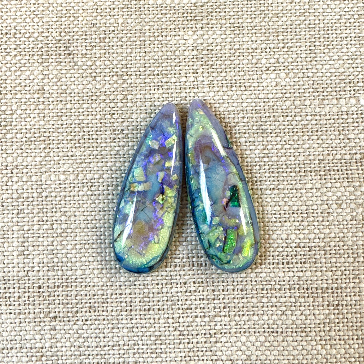 Sterling Opal 10x30mm Long Pear Cabochon Set