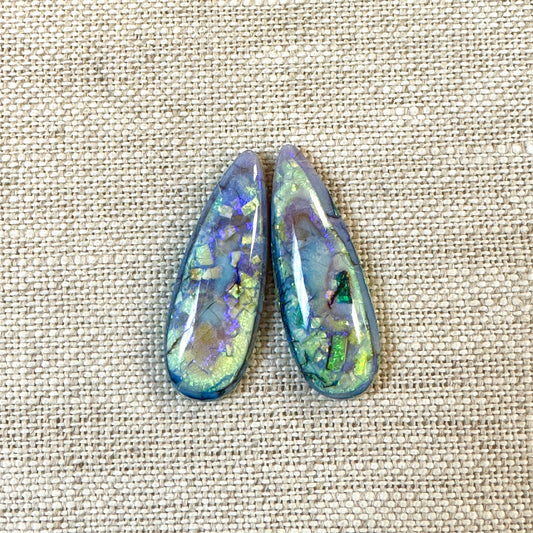 Sterling Opal 10x30mm Long Pear Cabochon Set