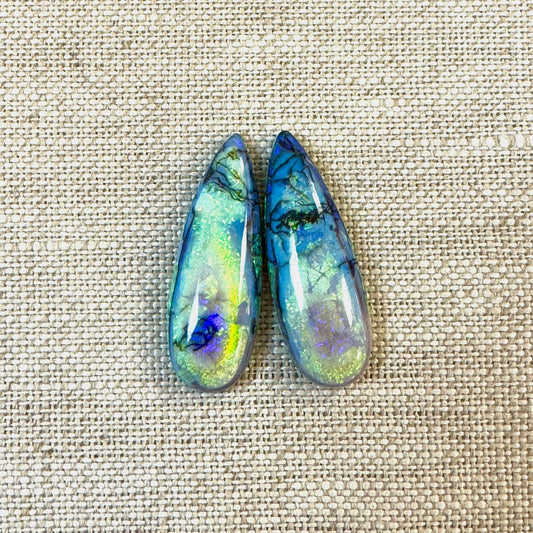 Sterling Opal 10x30mm Long Pear Cabochon Set