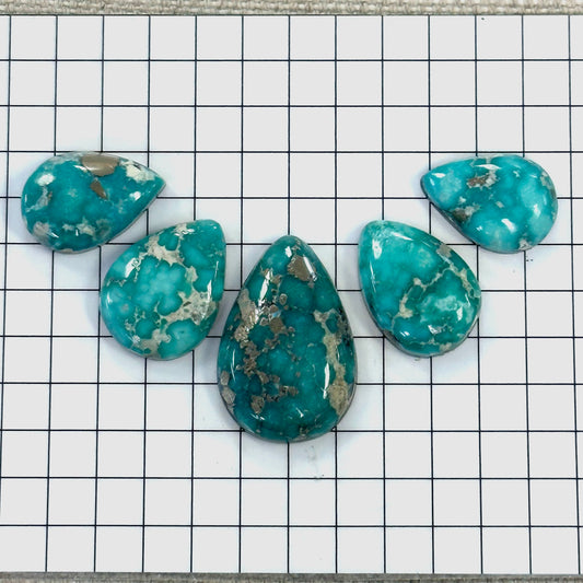 White Water Turquoise Cabochon Set
