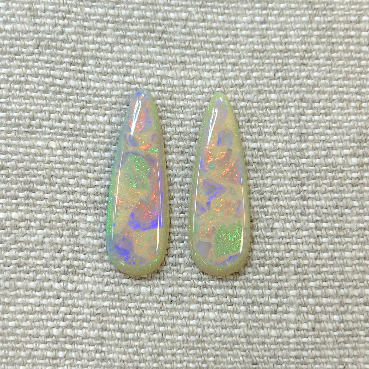 Sterling Opal 10x30mm Long Pear Cabochon Set
