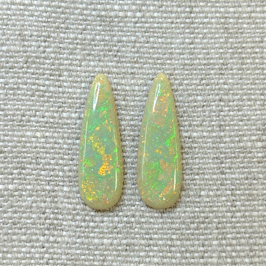 Sterling Opal 10x30mm Long Pear Cabochon Set