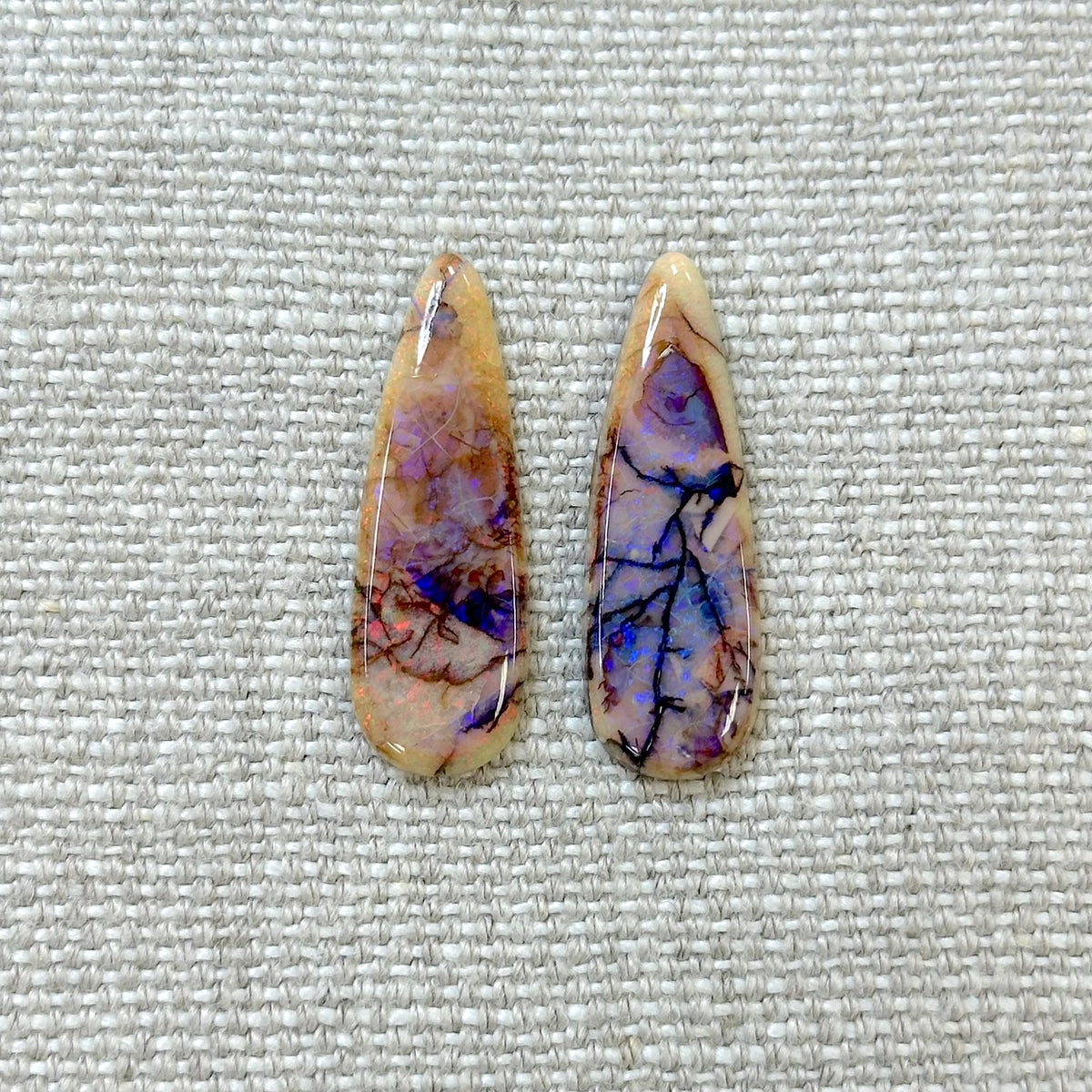 Sterling Opal 10x30mm Long Pear Cabochon Set