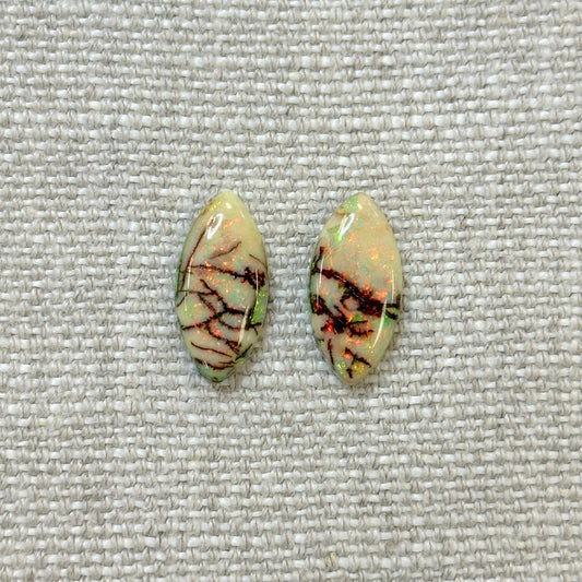 Sterling Opal 9x18mm Marquise Cabochon Set