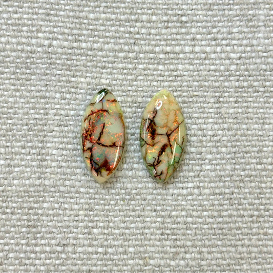 Sterling Opal 9x18mm Marquise Cabochon Set