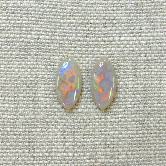 Sterling Opal 9x18mm Marquise Cabochon Set
