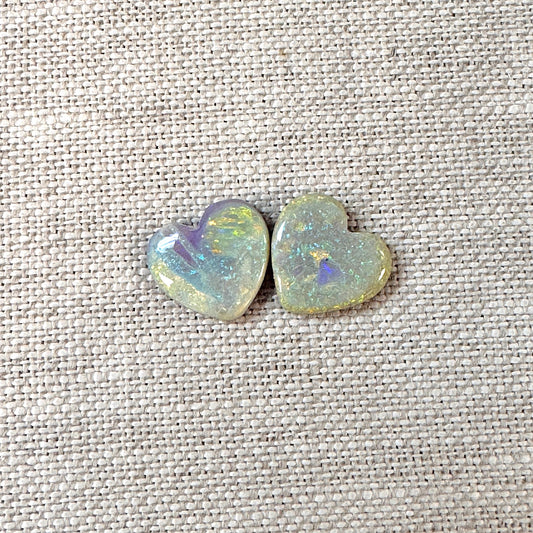Sterling Opal 12mm Heart Cabochon Set