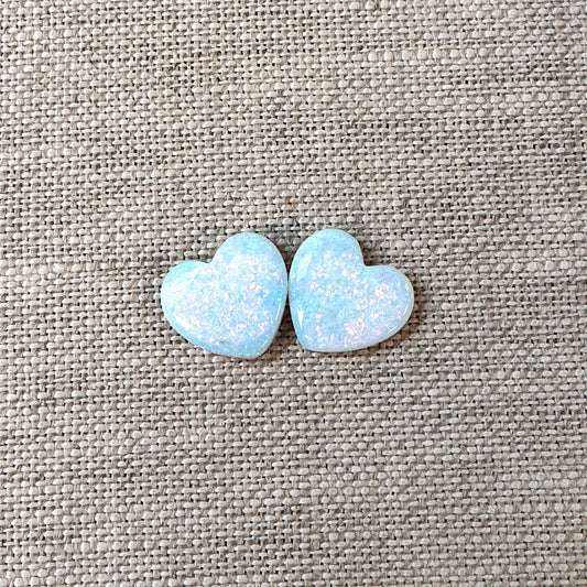 Sterling Opal 12mm Heart Cabochon Set