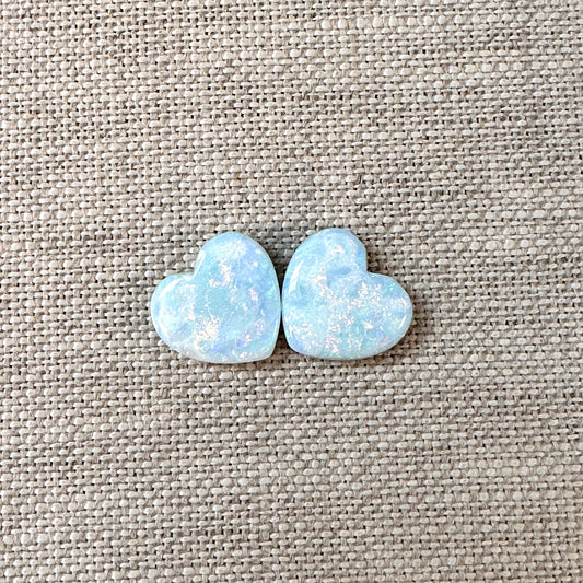 Sterling Opal 12mm Heart Cabochon Set