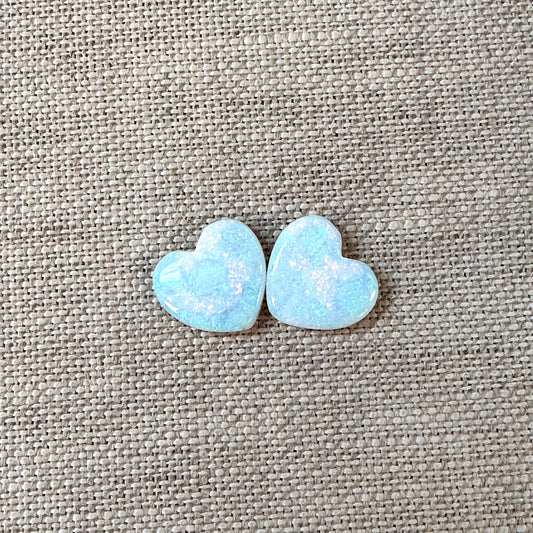 Sterling Opal 12mm Heart Cabochon Set